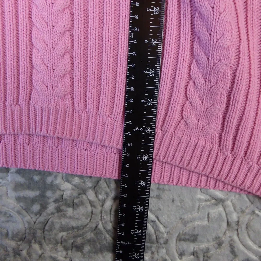 Vintage Partners by Mervyn's Sweater  Women's Large Pink Cable Knit Pullover